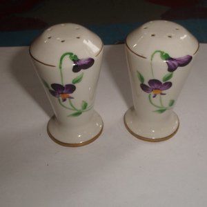 Salt pepper shakers hand painted purple violets